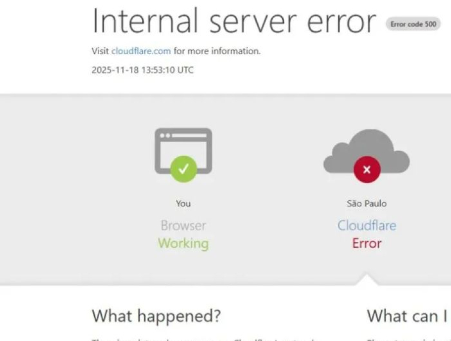 Sites fora do ar: Cloudflare derruba ChatGPT, X, Canva e outros na manhã desta terça (18)