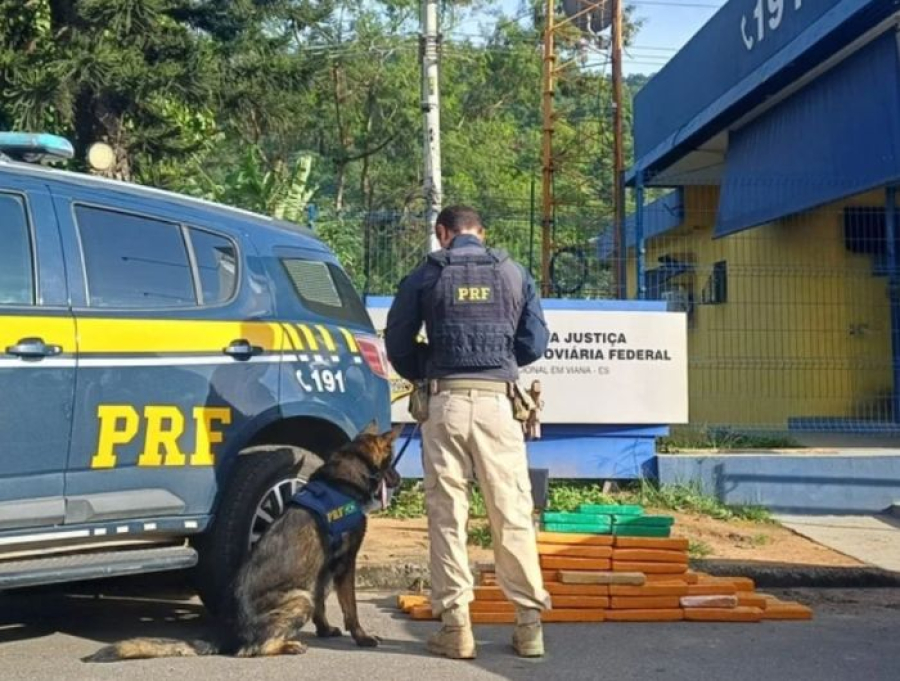 PRF apreende cerca de 100 kg de maconha em carro durante fiscalização na BR-262, em Viana