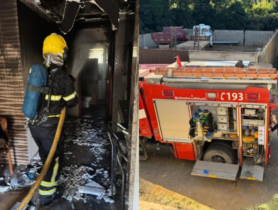 Carregador de celular provoca incêndio e casa fica destruída no ES