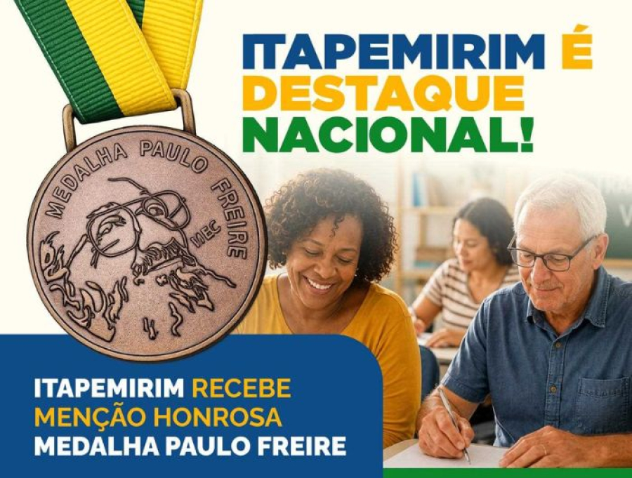 Itapemirim recebe menção honrosa da Medalha Paulo Freire e ganha destaque nacional na educação