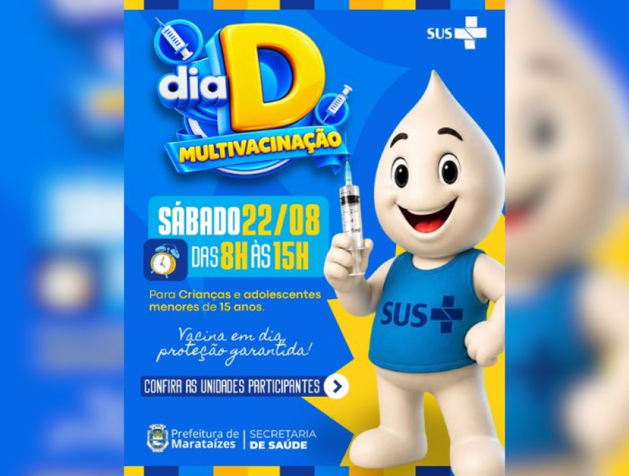 Sábado tem Dia D de multivacinação para crianças e adolescentes em Marataízes